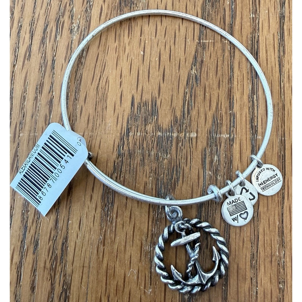 Alex‎ and Ani Nautical Anchor Charm Bangle Bracelet  Rafaelian Silver Finish New